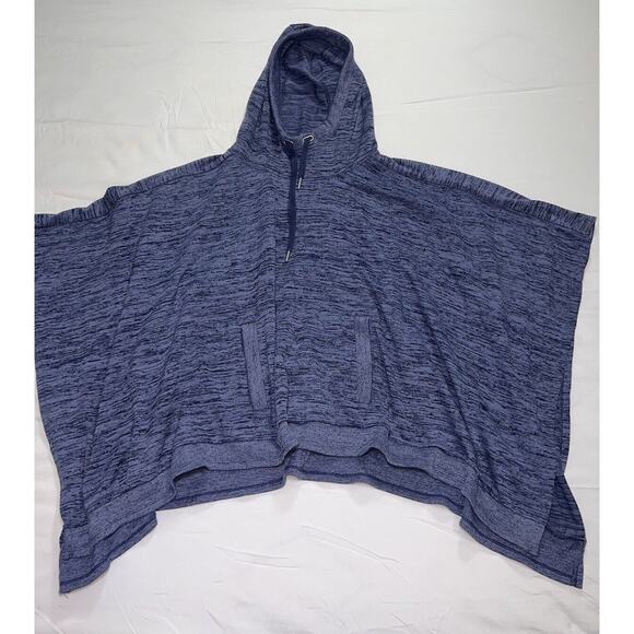 ATHLETA Sweatshirt Size S Blue Heathered Techie Blissful Hooded Poncho Pullover - Picture 2 of 16